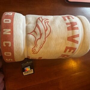 Denver Broncos Sublimated Sweatshirt Blanket 54x84 Logo Brands NFL Gray Orange